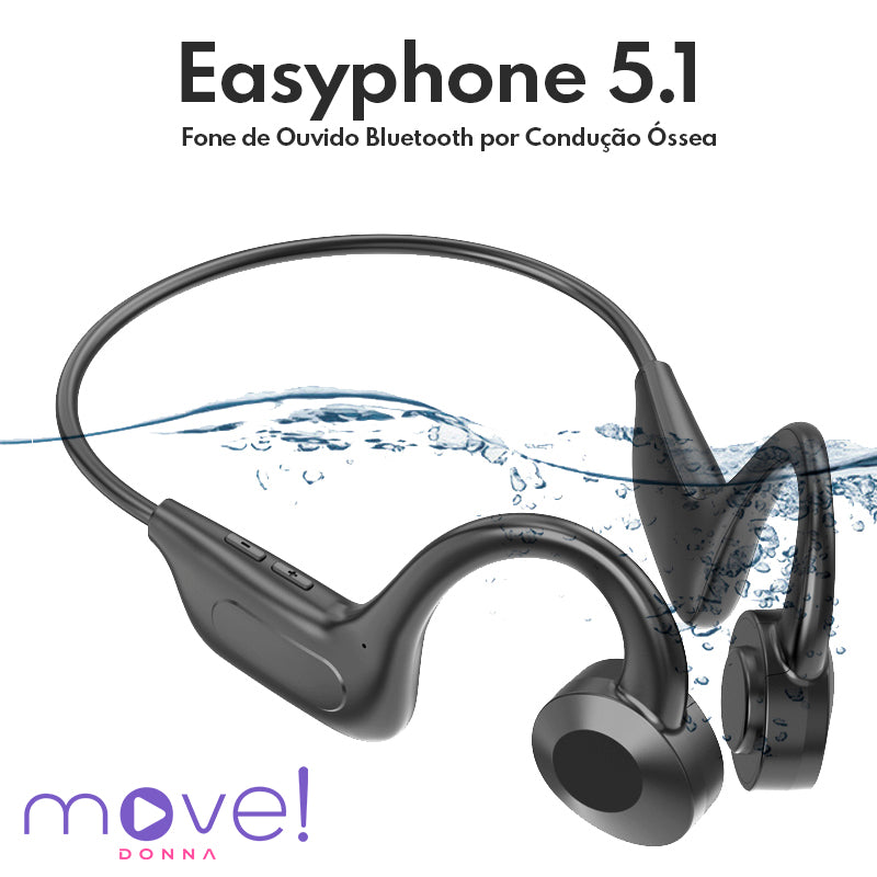 [LIQUIDAÇÃO] - EASYPHONE 5.1® - Fone de Ouvido por Condução Óssea Bluetooth Resistente à Água / (PDD40)